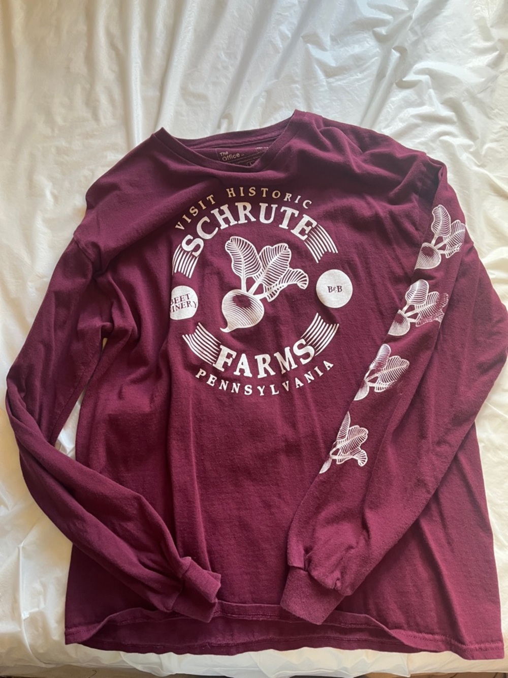 Ripple Junction Maroon Schrute Farms Graphic long-sleeve tee